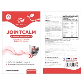 Natures Zest JointCalm Vegan Glucosamine Supplement with Turmeric, MSM & Vitamin C – Supports Joint, Bone, Flexibility & Immunity, 120 Capsules