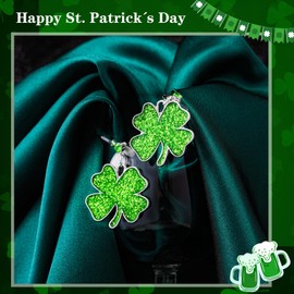 St. Patrick's Day Shamrock Earrings for Women Lucky Dangle Irish Saint Patty's Green Earrings for St. Patrick's Day Party Accessories Jewelry Decor(Four Leaf Clover)
