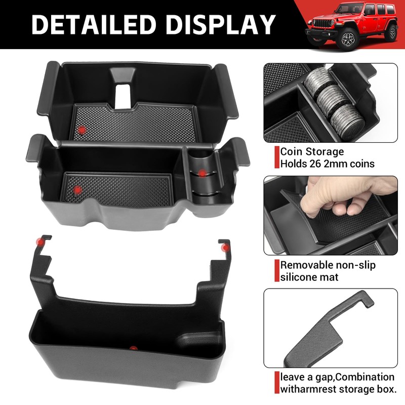 Utiiy Center Console Hanging Organizer for 2018-2025 Jeep Wrangler JL