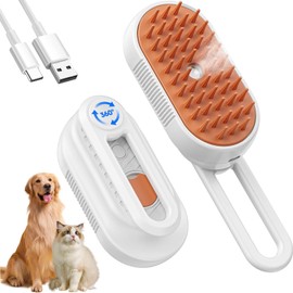 Vrurc 4-in-1 Rechargeable Steam Pet Brush - Gentle Fur Removal for Cats & Dogs, Anti-Static & Deshedding, Ideal for Short & Long Hair, Easy to Use