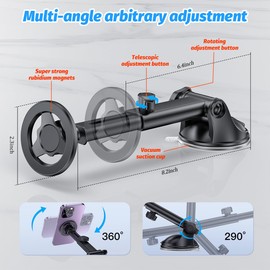 TNAIYH Magnetic Car Phone Holder, 360° Adjustable Vehicle Cell Phone Mount with Suction Cup Stand, Automotive Smartphone Holder for Dashboard Windshield, Universal for SUV RV Truck (StyleB)