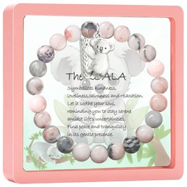 SODLYUE Koala Bear Bracelet Koala Gifts Koala Jewelry Koala Lover Gifts Inspirational Gifts for Women Natural Stone Bracelet,Pink