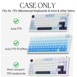 F75 Keyboard Case for Aula F75 Pro/F75 Max for YUNZII B75 PRO Wireless 75% Mechanical Keyboard, Travel Key board Case with Compartment for Mouse