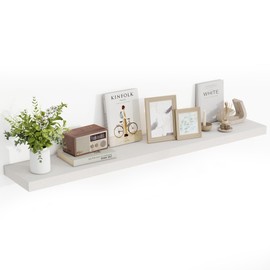 Acovy 55 Inch Floating Shelves, 55"x9.25"x1.5" Inch Deep Floating Shelves for Wall, Wooden Shelves for Bathroom, Bedroom, Living Room, Cream White Oak