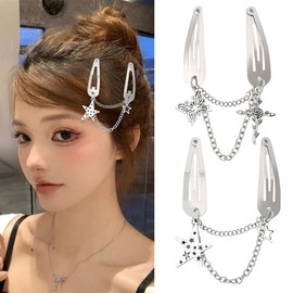 Sliver Hair Barrettes for Women Y2K Hair Clips for Women Butterfly Hair Clips for Girls Star Hair Clips for Women Silver Hair Clips Non Slip for Women Snap Hair Clips Silver Y2K