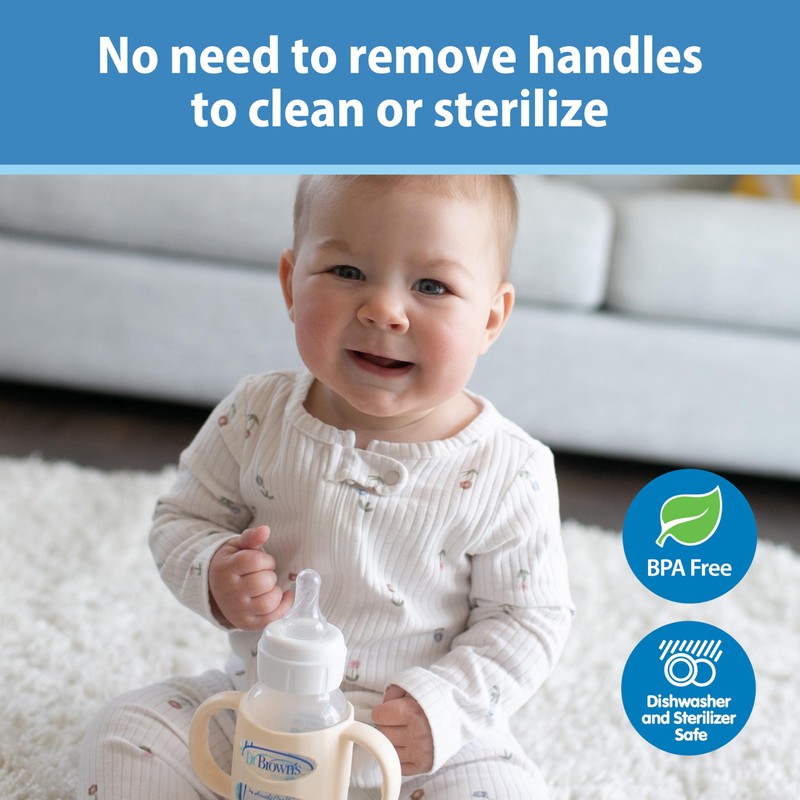 Dr. Brown's Narrow Baby Bottle Handles, 100% Silicone, Easy Grip
