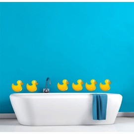 Rubber Duckies - Set of 6 Cute Bathroom Décor Wall Decal - 29" x 3"