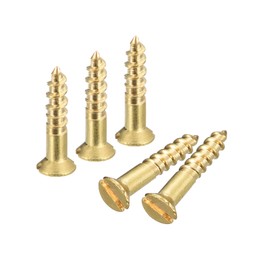 sourcing map Brass Wood Screws, 40Pcs M2 x 10mm Slotted Drive Flat Head Self Tapping Screw Countersunk for Woodworking Furniture