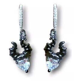 Dtup Aretes Corazón Malefica Gotico Oro Negro Original S925 Dtup®