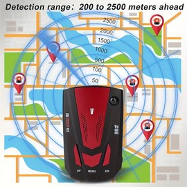 Car Radar Detector, Dectector Driving Aids for City Road and Highway, Directional System Real Time Voice Alert Speed, Built-in GPS, LED Display