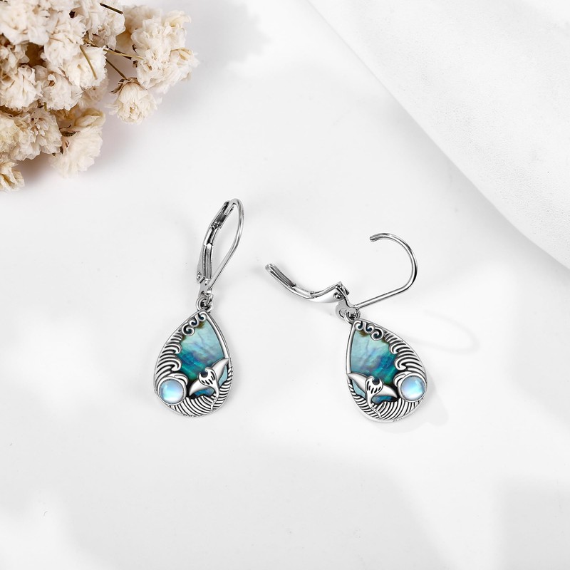 URONE Manta Ray Earrings 925 Sterling Silver Manta Ray Ocean