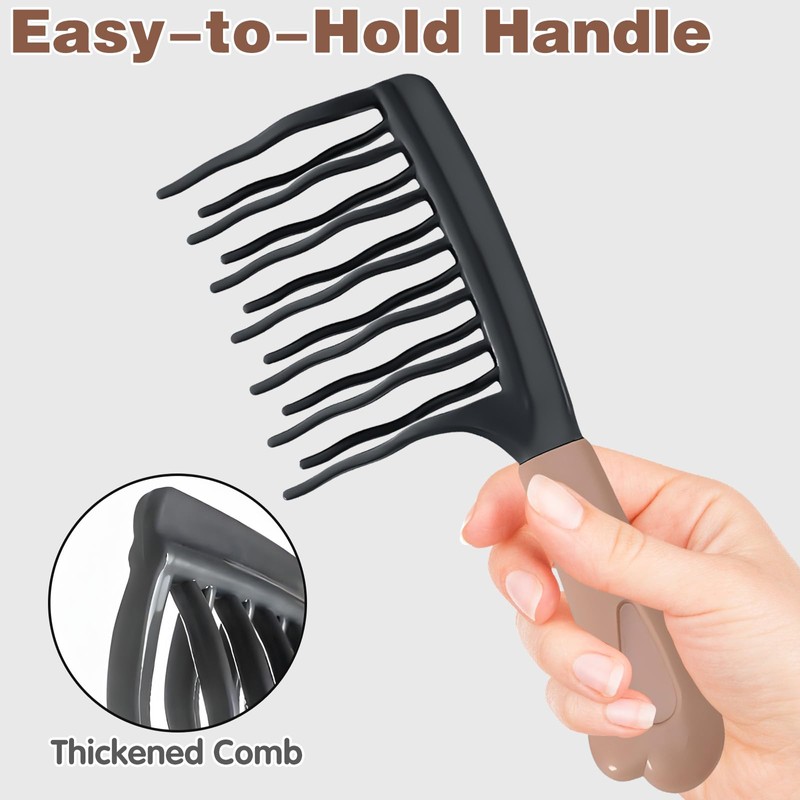 Wide Tooth Comb for Curly, Detangling Plastic Double-layer Comb for