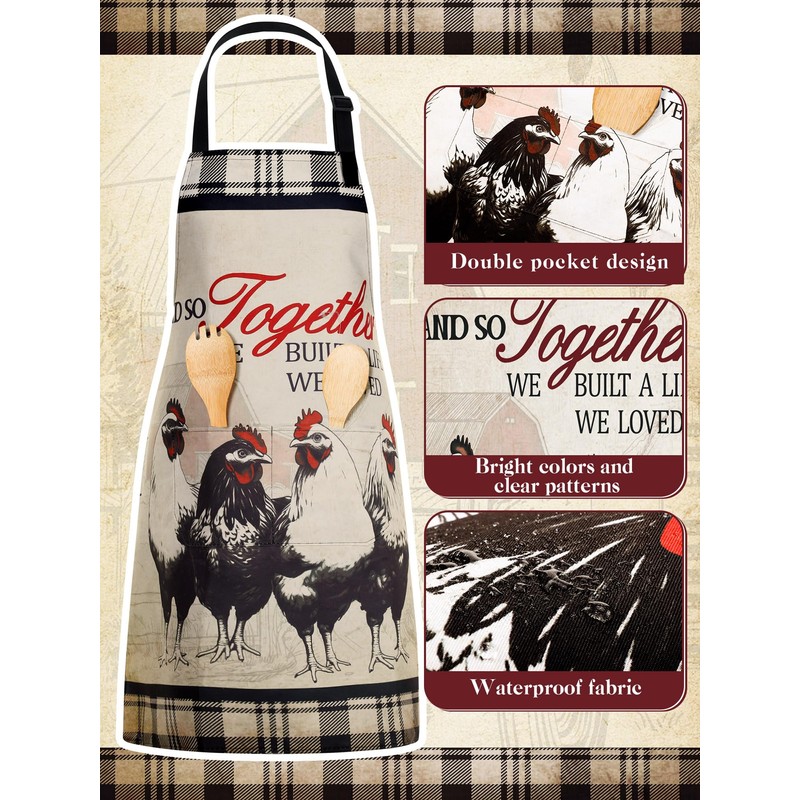 Bencailor 6 Pcs Kitchen Aprons Waterproof Aprons Adjustable Baking Cooking