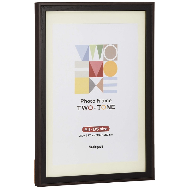 Nakabayashi F-TMS-411-D Two-Tone Photo Frame, A4/B5 Black
