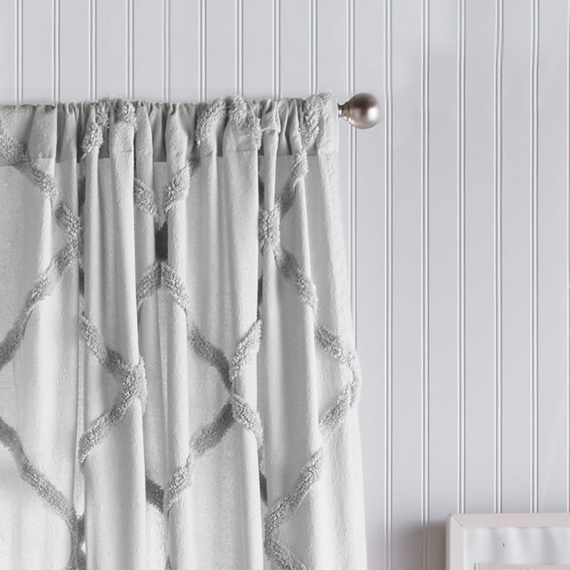 Peri Home Chenille Lattice Sheer Back Tab Single Curtain Panel,