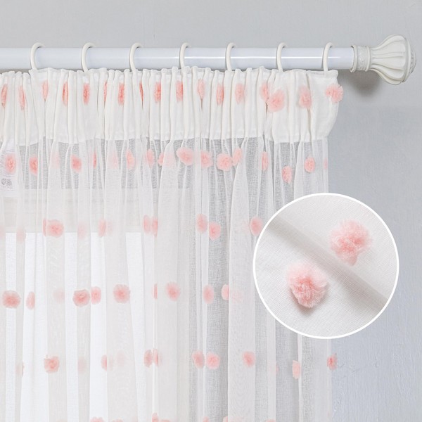 MYSKY HOME Curtains with Ruffle Tape, Short Voile Curtains for