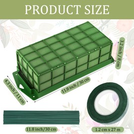 Aodaer 2 Pieces Floral Foam Cage with Floral Foam for Fresh and Artificial Flowers Rectangle Dry and Wet Flower Cage Bowl Holder for Wedding, Home and Garden Arrangement Decorations