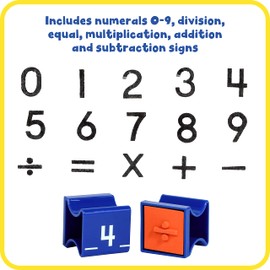 READY 2 LEARN Number and Sign Stamps - Small - Set of 15 - Rubber Math Stamps for Kids - Numbers 0-9