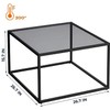 SAYGOER Glass Coffee Table, Small Modern Coffee Table Square Simple