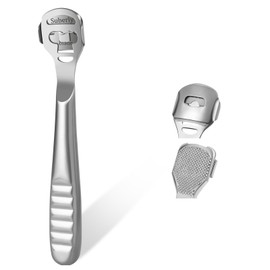 URAQT URAQT Stainless Steel Foot File, Corn and Callus Remover Foot File Pedicure Tool Includes 10 Replacement Heads Heel Scrubber Scraper, Corn Plane, Footcare(Silver)