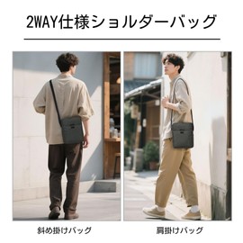 TINYAT Men's Shoulder Bag, Small, Crossbody Bag, Lightweight, Vertical A5, Mini Bag, Shoulder Bag, Casual, Smartphone Pouch, Crossbody Bag, Commute, Business, Travel, Gray/T510