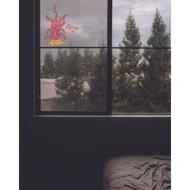 Vinyl Home Art Sea Grass Fish Animal Stained Glass Static Cling Kitchen Window Mural - Multicolored Stained Glass Film Sticker - Family Room Window Mural Underwater Themed Waterproof Décor 8" x 10"