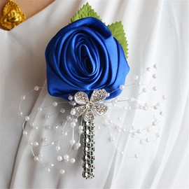 Jackcsale Boutonniere Bridegroom Groom Men's Boutonniere Boutineer with Pin for Wedding, Prom, Homecoming Royal Blue 1 Piece