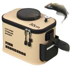 Fishing Bucket, 12L Foldable Thickened Live Bait Bucket with Aeration Hole, EVA Portable Fish Transport Container for Outdoor Live Bait with Aerator Bucke