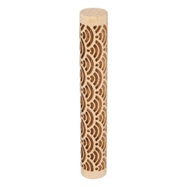 HARFINGTON Wood Clay Roller 4" Water Wave Pattern Rolling Pins Wood Rollers Pottery Tools Wood Grain Texture Rollers for Clay Baking Dough Playdough DIY