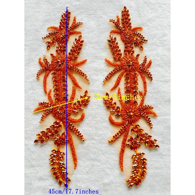 ESOSZNUA Two Colors Handmade Shining Rhinestones lace Applique Patches Sewing