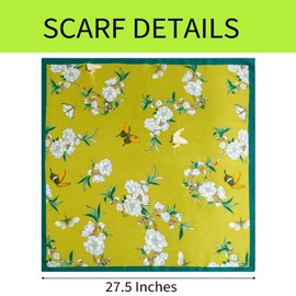 Korsralph 27'' Square Satin Scarf for Women, Fashion Hair Bandana Head Scarves Boho Neck Scarf for Purse Bag Travel