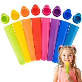 RAINFLOW Silicone Popsicle Molds-8 Pack Silicone Popsicle Molds for Kids,Reusable Ice Pop Molds with Lids & Drip-Free Design,Perfect for Homemade Yogurt Sticks, Juice, Ice Candy, Snacks.