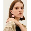Long Statement Pink Acrylic Rose Earrings for Women, Dangle Neon