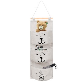 Gaomoeny Wall Hanging Bag, Wall Hanging Storage Bag, Bathroom Hanging Bag, Foldable Hanging Bag Organiser with 3 Pockets for Bathroom, Children's Room, Bedroom (White)