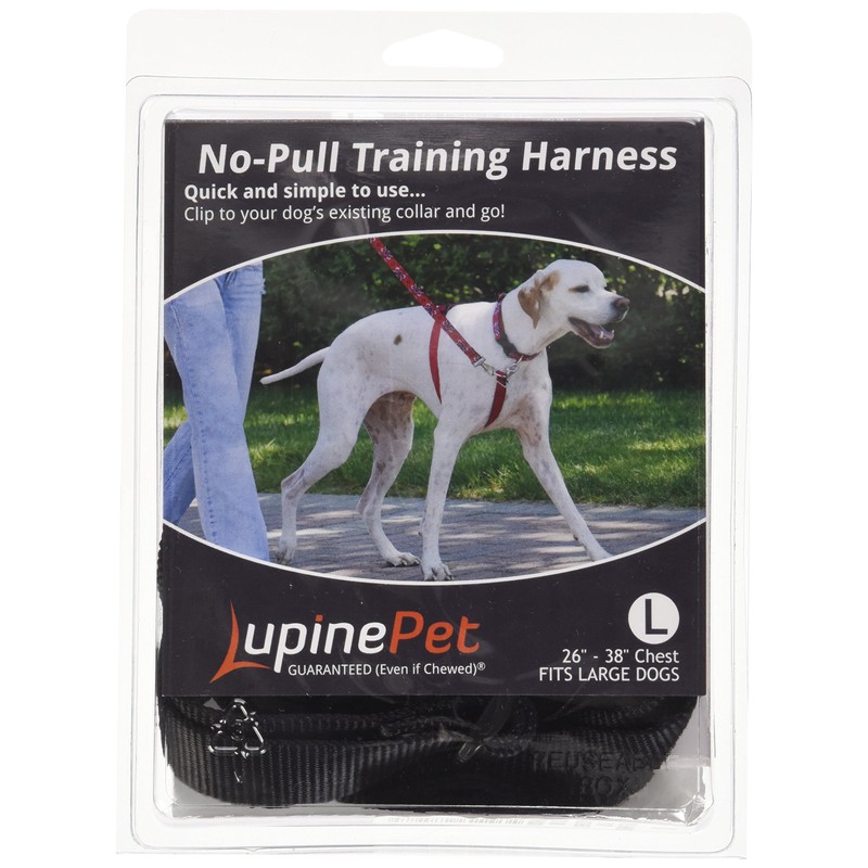 LupinePet Basics 1" Black 26-38" No Pull Harness for Medium-Larger