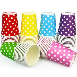 JNBGTU 60Pcs Disposable Paper Cups, 260ml Party Cups 9 Ounce Multicolored Drinking Cups, Biodegradable and Compostable for Party DIY Holiday Wedding Birthday