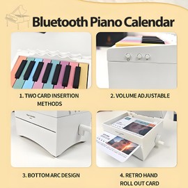 Desk Calendar,Swift Piano Calendar 2025,Playable Piano Desk Calendar,USB Rechargeable Playable Piano 52 Weekly Calendar Cards with Sheet Music,Great Gift for Family and Friends (White)