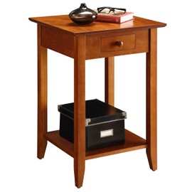 Convenience Concepts American Heritage End Table with Drawer and Shelf, Cherry