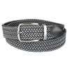 Tommy Bahama Men's Stretch Braided Reversible Leather Trim Belt, Black/Gray,