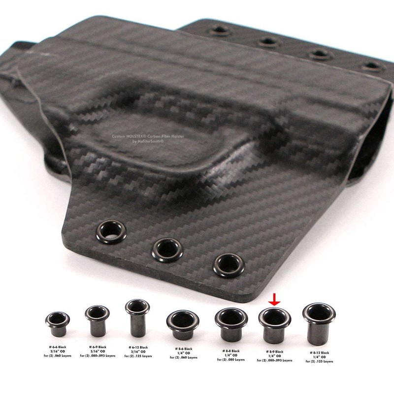 [100 Pack] HolsterSmith Black Coated Eyelets - (#8-9 Length) -