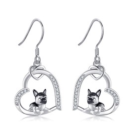 German Shepherd Earrings S925 Sterling Silver Dangle Drop Dog Earrings German Shepherd Jewelry Gifts for Women German Shepherd Lovers