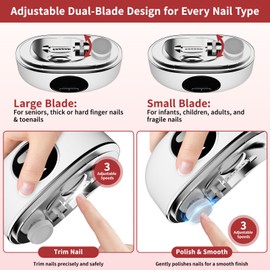 2026 Upgraded 3-in-1 Electric Nail Clippers, 6 Speeds Safety Electric Nail Trimmer, LED Light & Clip Storage, Electric Nail File for Fingernails & Toenails, Suitable for Seniors/Adults/Babies