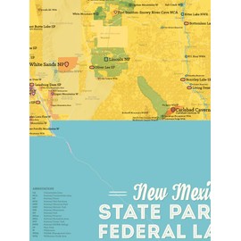 Best Maps Ever New Mexico State Parks & Federal Lands Map 18x24 Poster (Marigold & Turquoise)