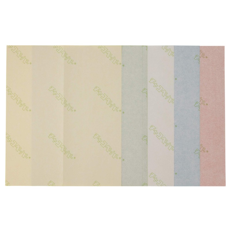 チャコペーパー 手芸・工芸用複写紙 チャコペーパー 片面 5色セット 5枚入り 横230mm×縦280mm 青・赤・白・黄・緑 MA-1