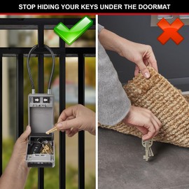 Master Lock 5482EURD Key Safe with New Innovative Design, Flexible Cable Shackle, Capacity, High Security, Grey, Extra Large