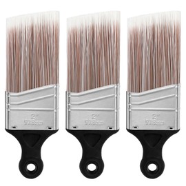 Wesquer 3-Pack Short Handle Angle Paint Brushes for Precision Trim & Cut-in Painting on Window & Door Frames, Stair Rails, Baseboards, Shutters, Cabinetry & Small Furniture
