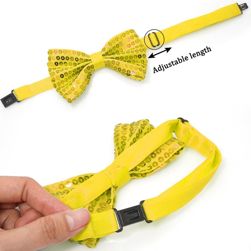 YeeHeen Sequin Bow Ties for Kids Adjustable Pre-tied Shiny Bowtie
