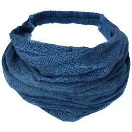Gheri Cotton Elastic Hippie Bohemian Bandana Headband Plain Petrol