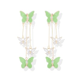 Butterfly Earrings for Women Purple Earrings for Women Gifts Trendy Stuff Crystal Tassels Butterfly Dangle Earrings Concert Outfit Women Purple Dress for Woman Outfits