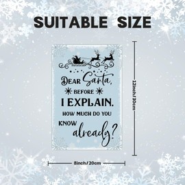 Dear Santa Before I Explain How Much Do You Know Already Metal Tin Sign Funny Christmas Decor For Bar Cafe Shop Home Indoor And Outdoor Art ​Decorations Wall Poste 8x12 inch